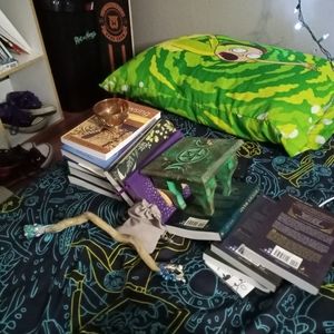 Witchy books wand altar witch crystals bowl